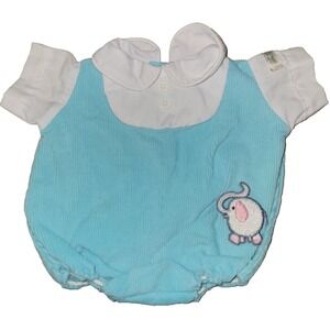 Vtg Cabbage Patch Kids Blue Corduroy Romper Overalls Elephant CPK